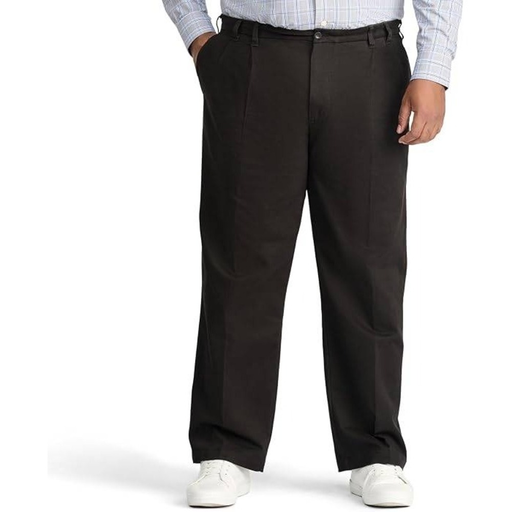 IZOD SportFlex 44x30 Men's Double Pleat Stretch Performance Dress Pants Black